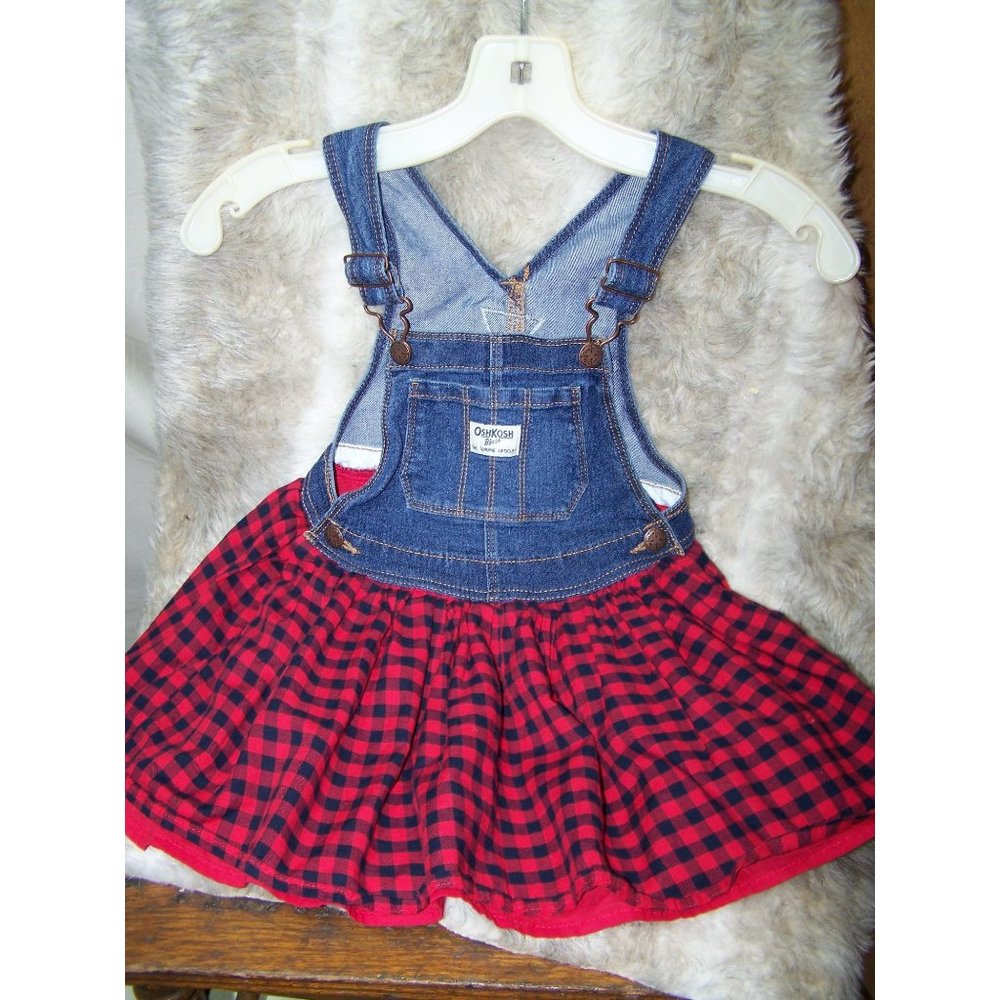 OshKosh B'gosh Dress Jumper Baby Girl 4T Toddler Denim Plaid
